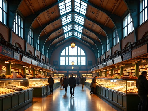 Historic Arminius Markthalle food market in Moabit neighborhood, Berlin