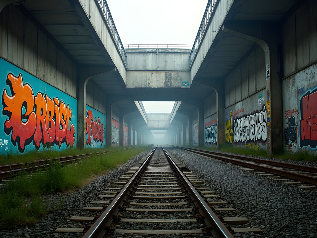 Colorful street art murals at RAW-Gelände abandoned railway yard in Berlin