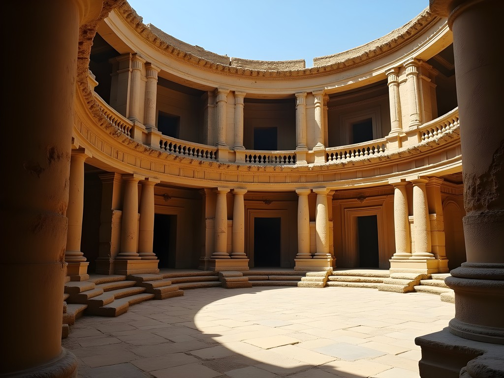 Interior view of Bosra Roman theater showing preserved stage building and seating areas