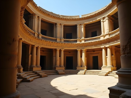 Interior view of Bosra Roman theater showing preserved stage building and seating areas