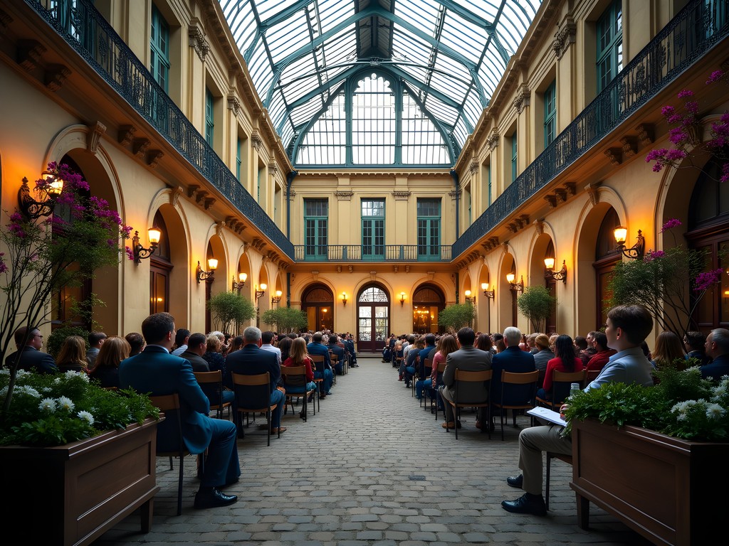 Secret courtyard of La Bellone with 17th century façade and cultural event