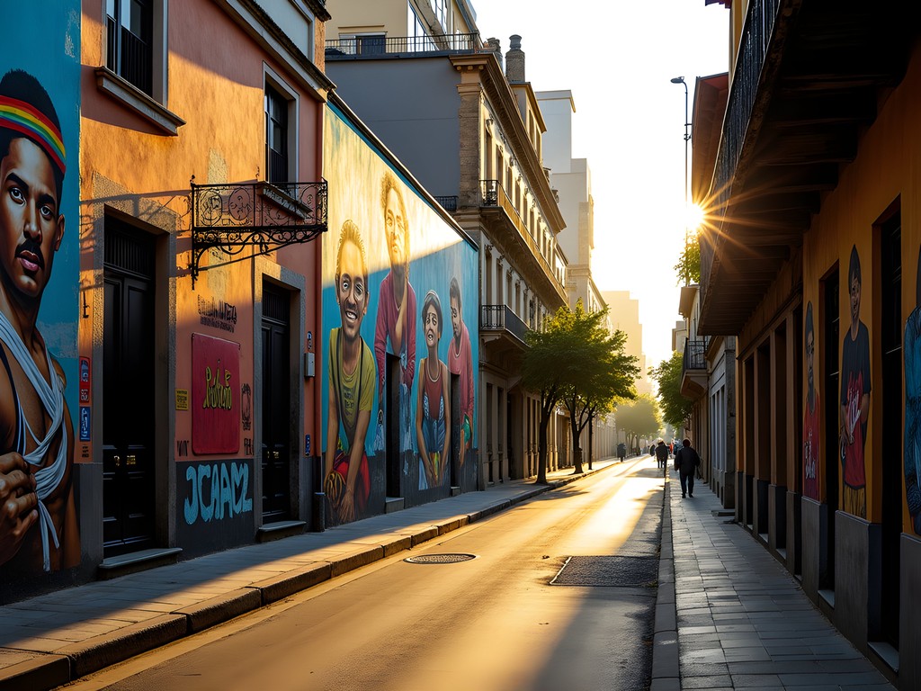 Vibrant street art in Palermo Soho, Buenos Aires in early morning light