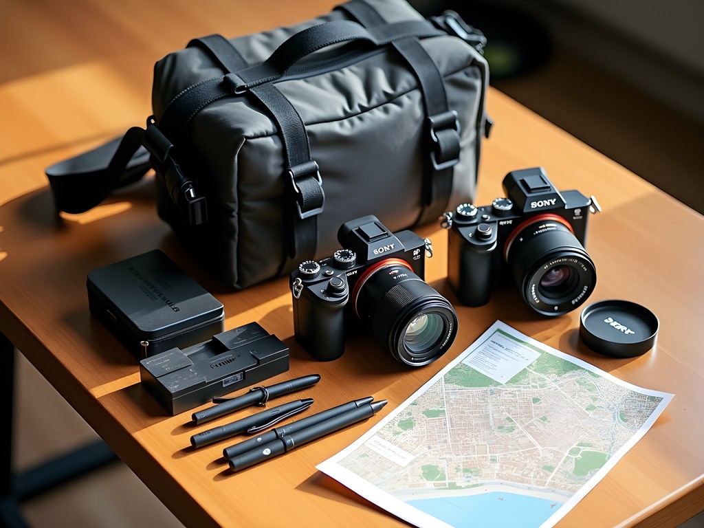Photography gear layout for urban exploration in Buenos Aires and Jerusalem