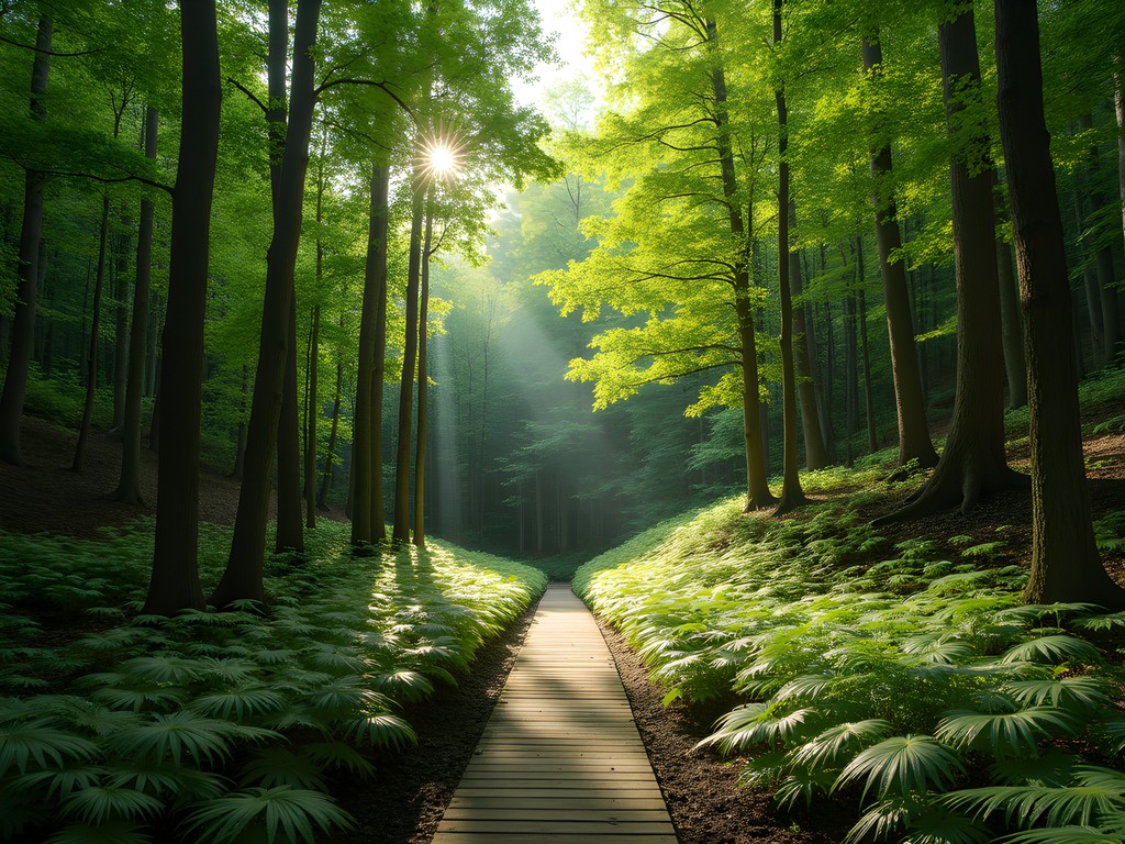 Hemlock trees in ravine at Hemlock Bluffs Nature Preserve, Cary, North Carolina