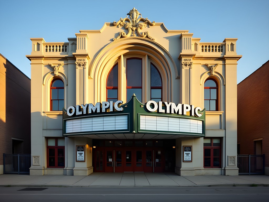 Historic Olympic Theater building on Cermak Road in Cicero with art deco architectural details