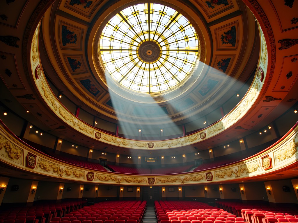 Stunning stained glass dome ceiling of the Robinson Grand Theater in Clarksburg