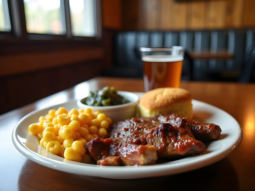 Authentic Southern meal at Country's Barbecue in Columbus with pulled pork, sides and sweet tea