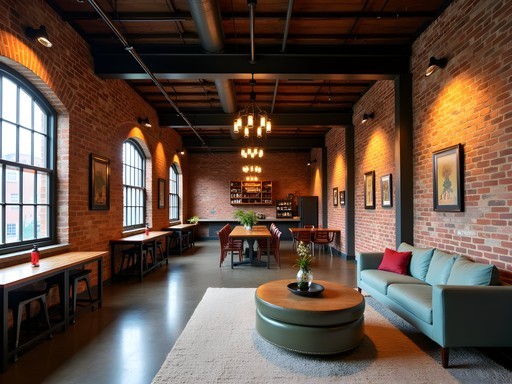 Interior of renovated City Mills with preserved industrial elements and modern design