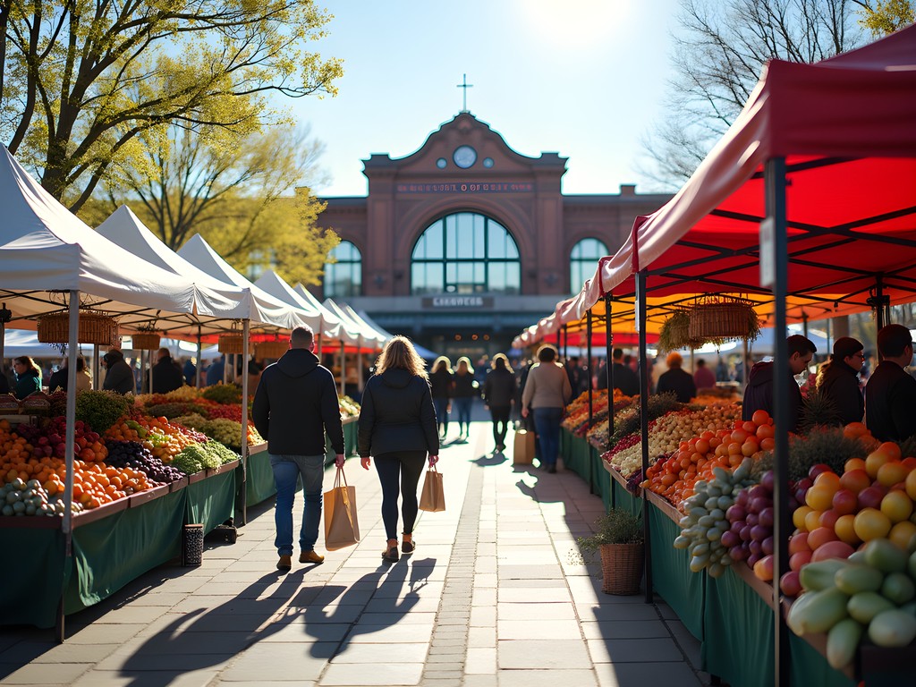Colorful display of local products at Denver Union Station Farmers Market