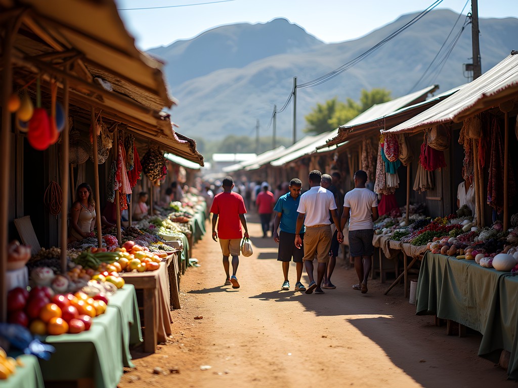 Colorful local market in Bergville with fresh produce and crafts