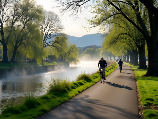 Ruth Bascom Riverbank Path along the Willamette River in Eugene on a spring morning