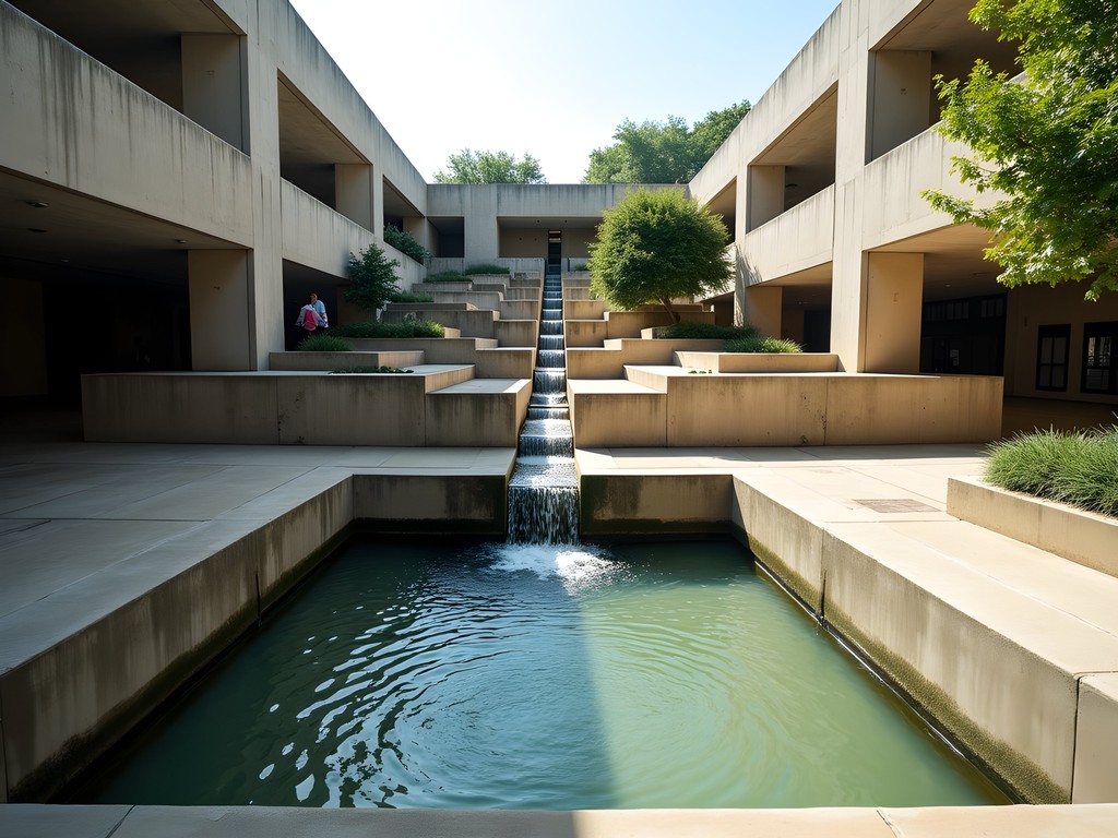 Fort Worth Water Gardens with geometric concrete terraces and flowing water