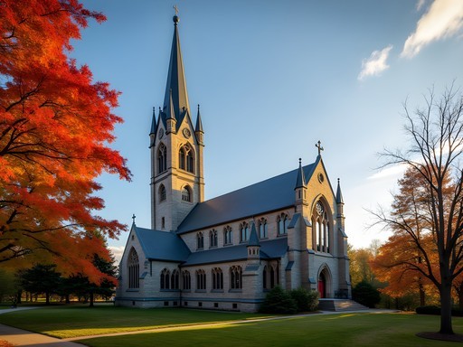 Christ Church Cathedral in Fredericton surrounded by fall foliage