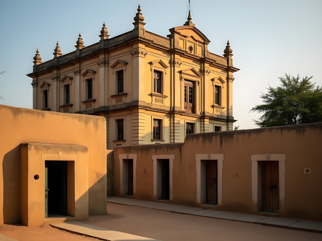 Architectural contrasts in Garoua showing colonial buildings alongside traditional structures