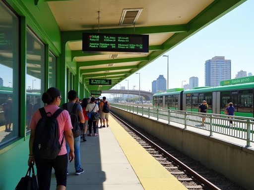Modern Metrovia station showing Guayaquil's urban transit system