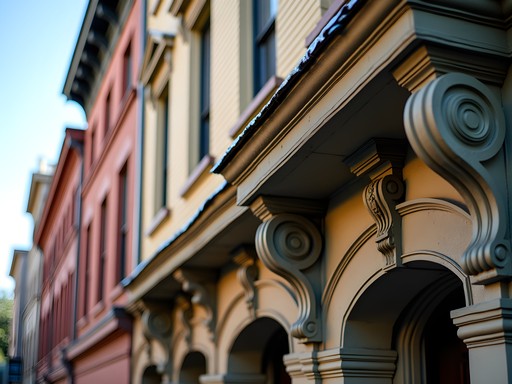 Ornate architectural details of historic buildings in Harrisburg's Old Uptown district