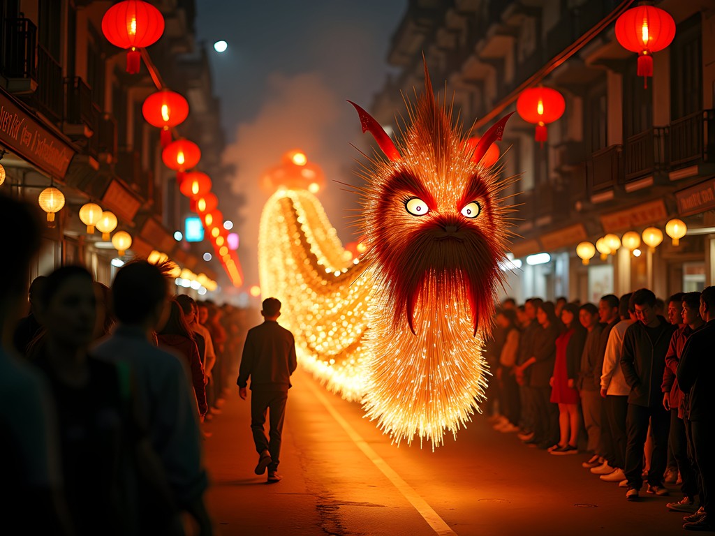 Fire Dragon Festival celebration in Tai Hang neighborhood, Hong Kong