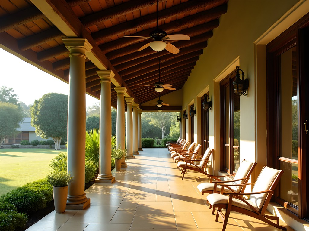 Boutique hotel architecture in Victoria Falls showing blend of colonial and modern African design elements