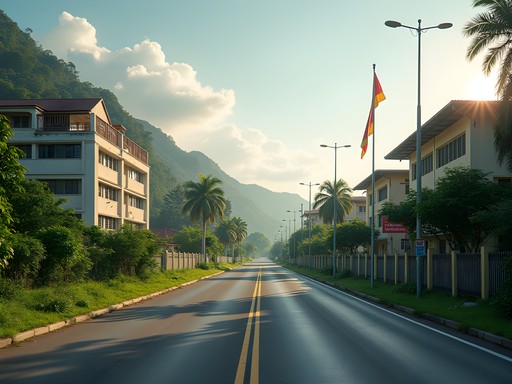 View of the cultural borderlands between Brunei and Malaysia near Kuala Belait