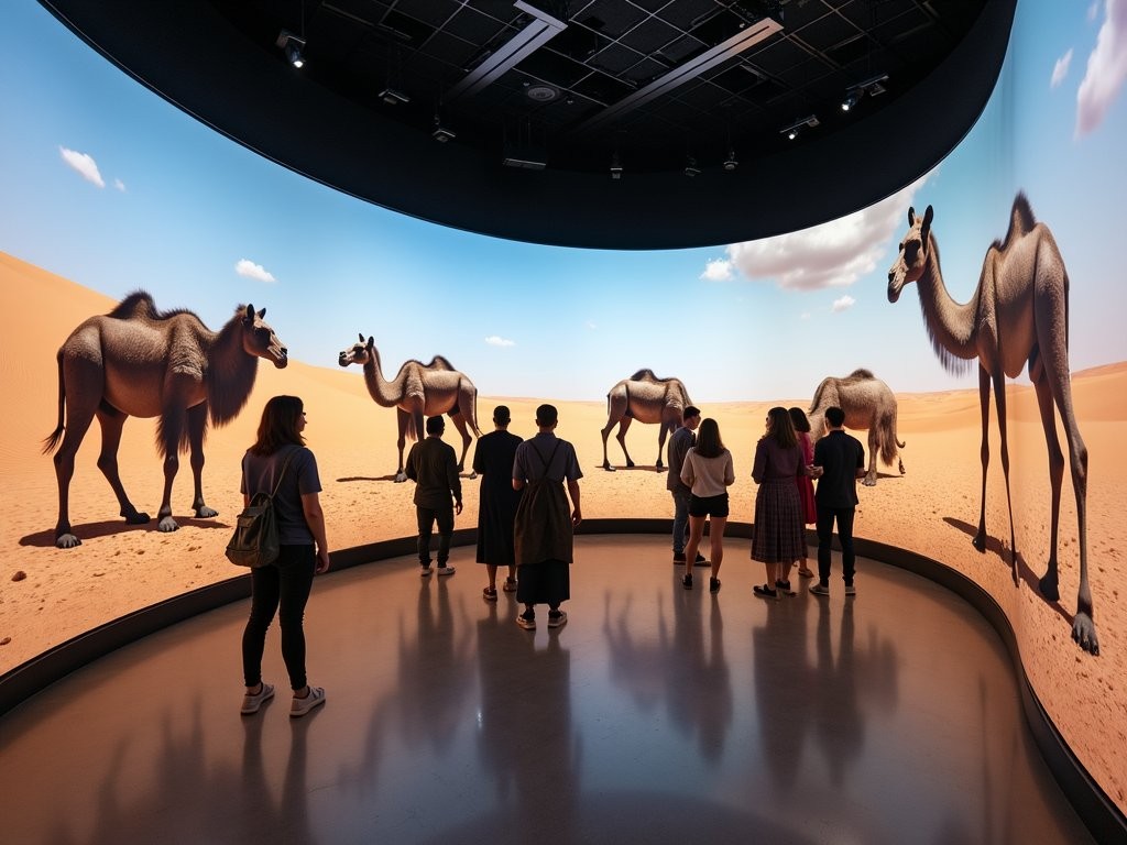 Augmented reality exhibit at Sheikh Abdullah Al Salem Cultural Centre showing extinct Arabian wildlife