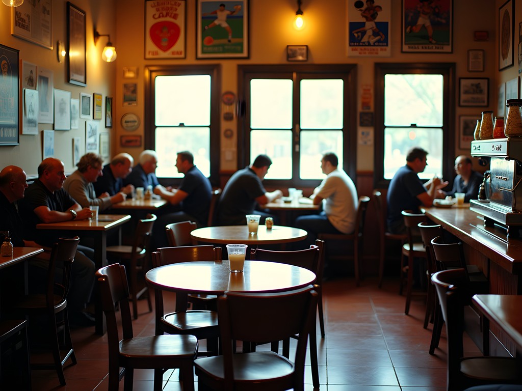 Authentic local café in Las Piedras Uruguay with residents enjoying coffee and conversation