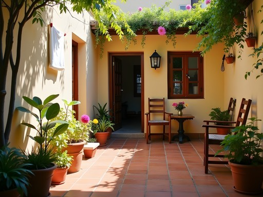 Charming courtyard of Posada del Camino guesthouse in Las Piedras Uruguay