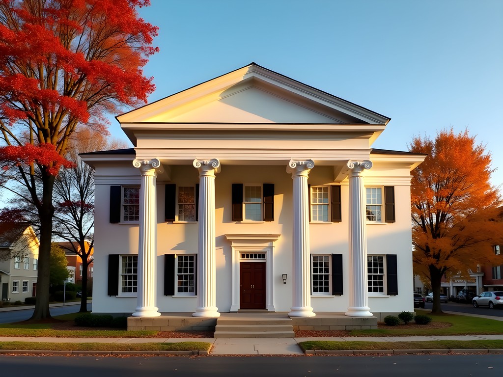 Berkeley County Courthouse surrounded by fall foliage in downtown Martinsburg