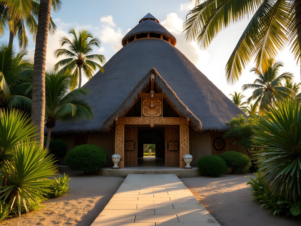 Traditional Kanak meeting house at Cultural Center in Mont-Dore