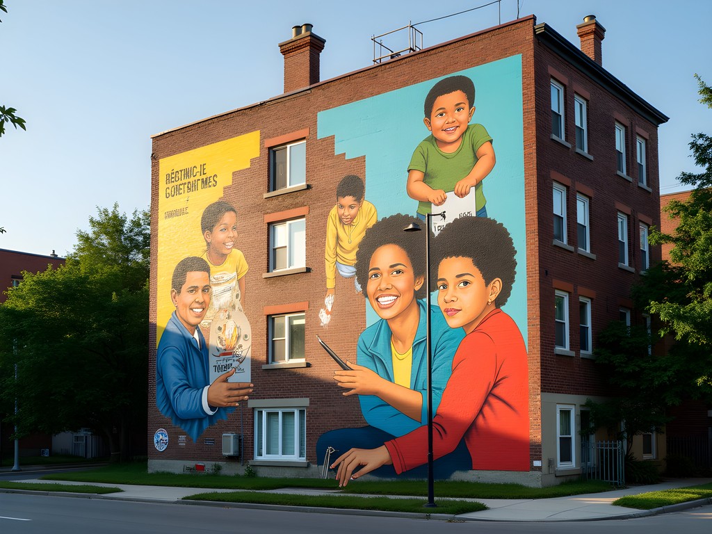 Intergenerational community mural project in Hochelaga-Maisonneuve district of Montreal
