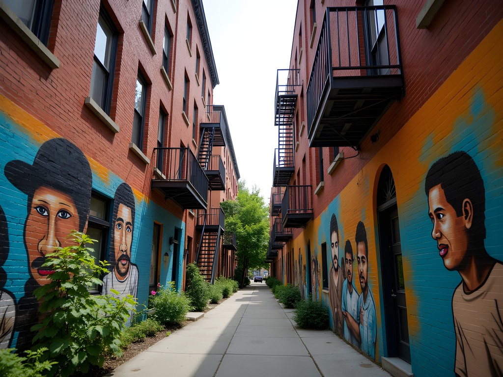 Colorful street art in Mile End alleyway showing cultural diversity of Montreal