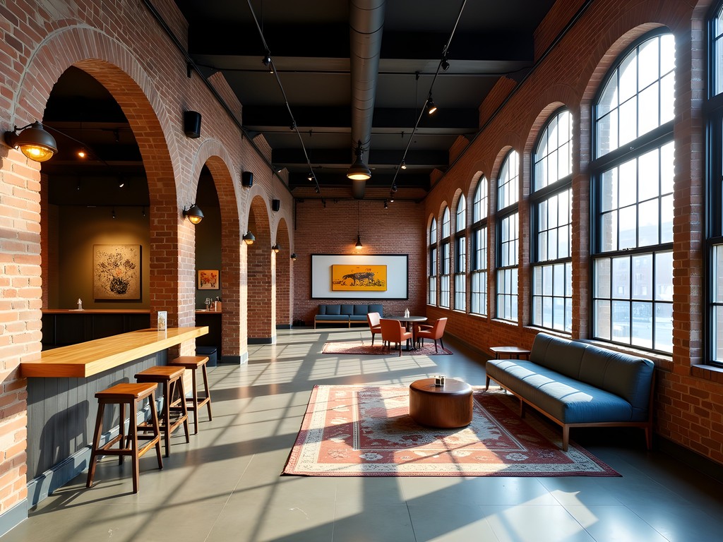 Interior of 21c Museum Hotel showing adaptive reuse of industrial space with sustainable features