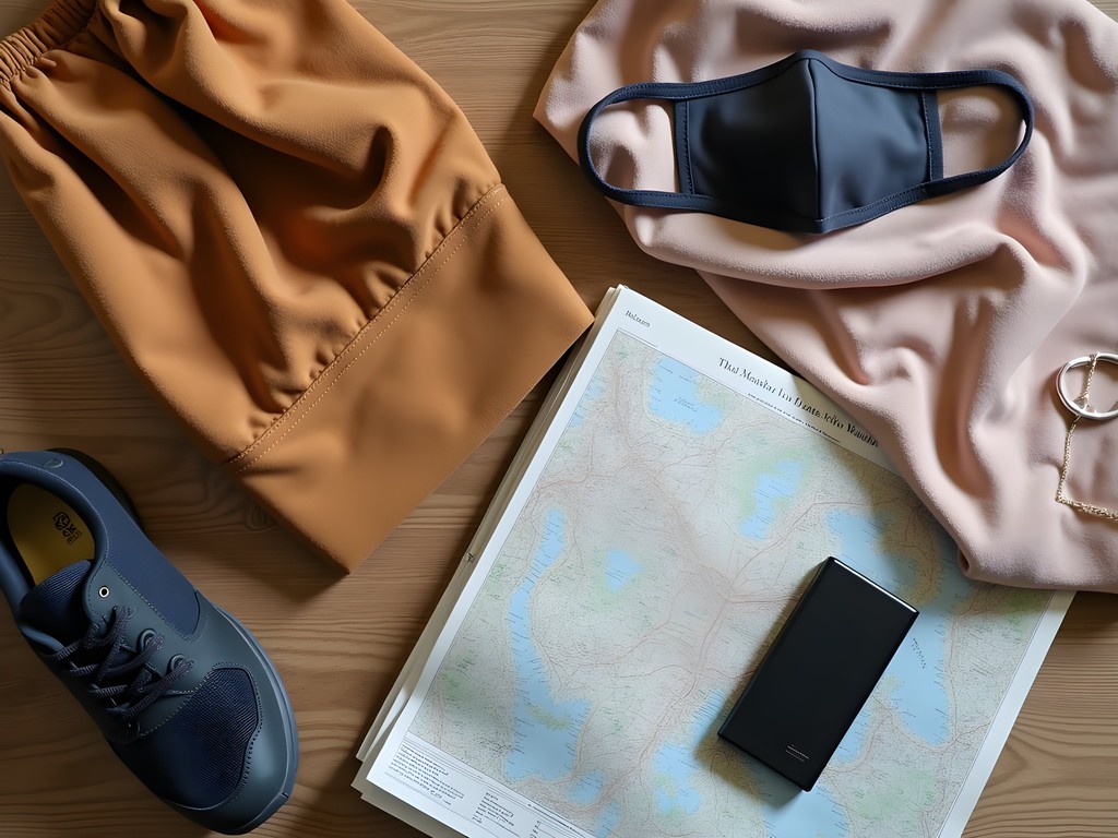 Travel essentials for exploring Old Delhi including comfortable shoes, modest clothing, and pollution mask