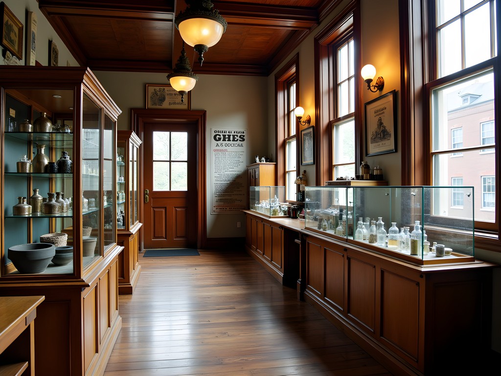 Historic pharmacy museum in Florence district with original 19th century fixtures and medicine bottles