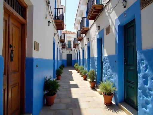 Narrow alleyway in Algiers Casbah with traditional architecture