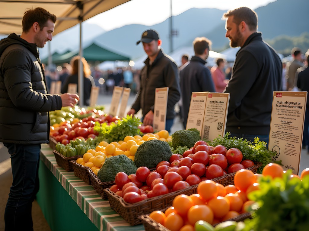 Palmerston North Farmers' Market with agricultural innovation displays and local produce