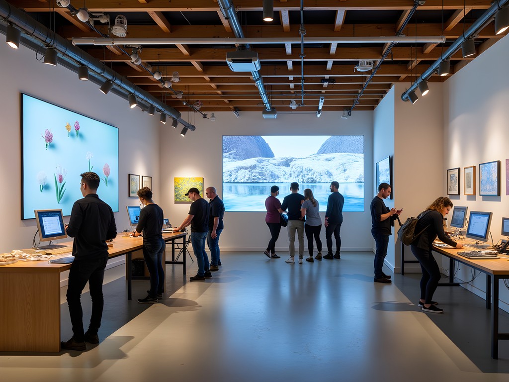 Square Edge Community Arts Center in Palmerston North showing digital art installation and maker space