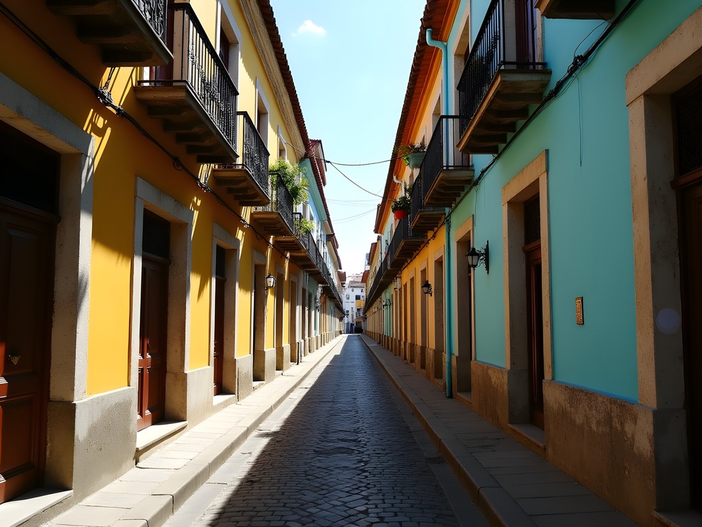Colorful colonial buildings with wrought iron balconies in Casco Viejo Panama