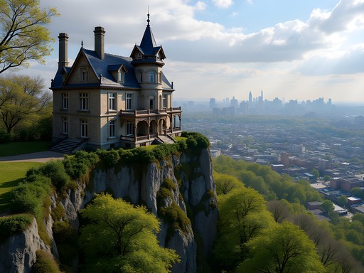 Lambert Castle with panoramic view of Paterson and distant Manhattan skyline