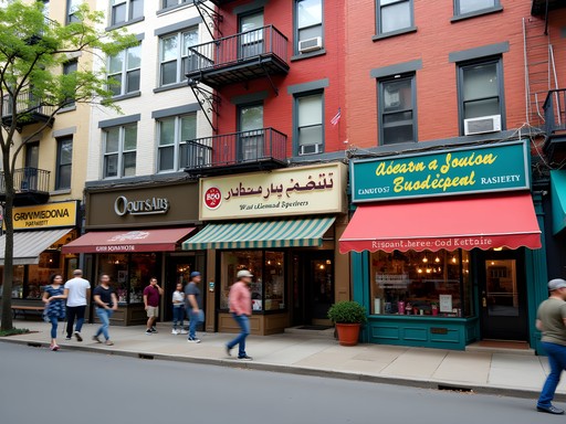 Diverse storefronts and restaurants along Market Street in Paterson