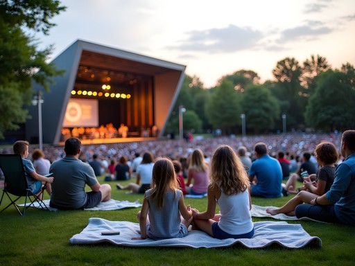 Families enjoying an outdoor concert at the Hilde Performance Center amphitheater