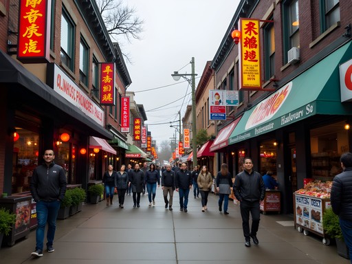 Diverse ethnic shops and restaurants along 82nd Avenue Jade District Portland
