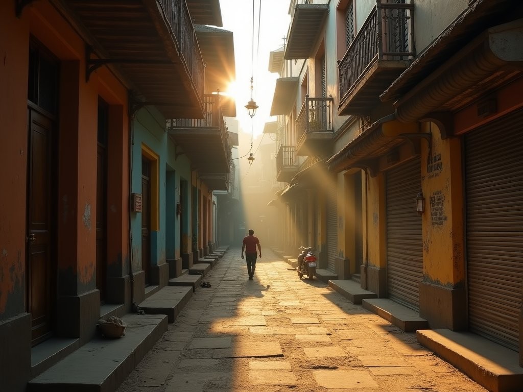 Morning light filtering through narrow lanes of Kasba Peth in Pune