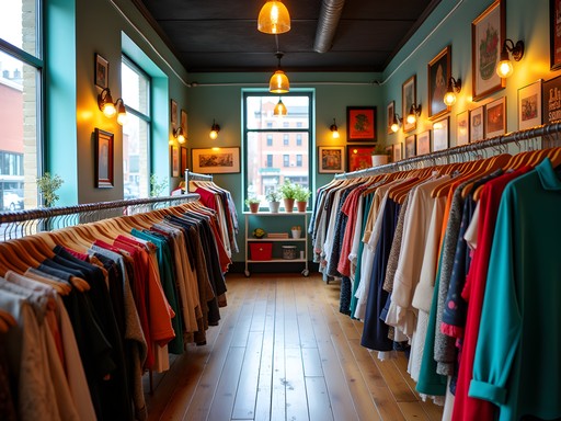 Vintage clothing store in Carytown district of Richmond with colorful displays