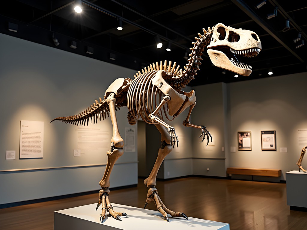 Jane the juvenile T. rex skeleton display at Burpee Museum of Natural History