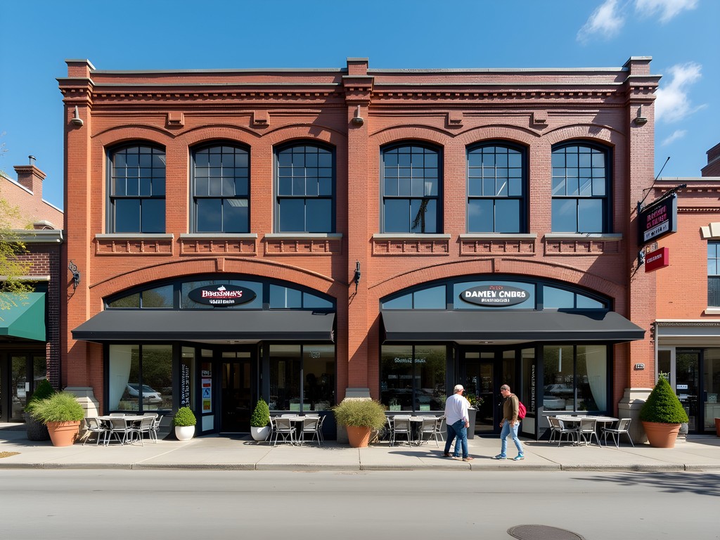 Adaptively reused industrial building in Rockford's Midtown District with modern businesses