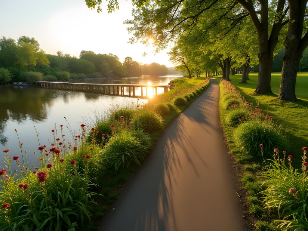 Rock River Recreation Path with spring foliage and wildlife viewing areas