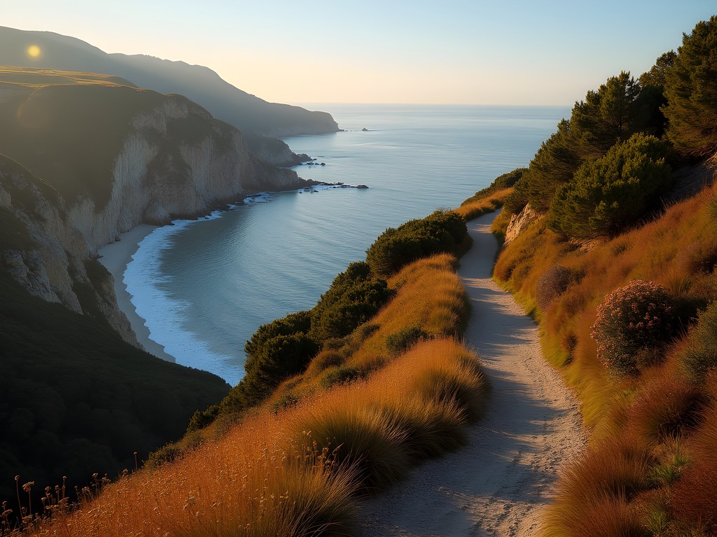 Winding coastal path on Mount Ulia with views of San Sebastian coastline