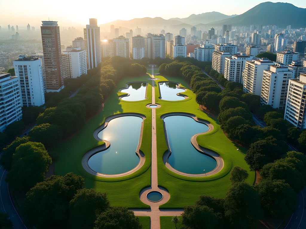 Aerial view of São Paulo's Ibirapuera Park showing the green oasis amid urban density
