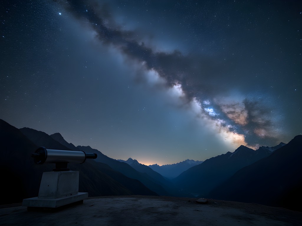 Milky Way visible over mountain silhouettes at Basho Valley astronomical observation point