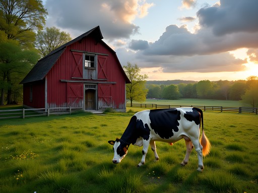 Heritage livestock farm at Stamford Museum with historic barn and Randall Lineback cattle